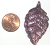 1 45x23mm Amethyst with Silver Foil Lampwork Leaf Pendant